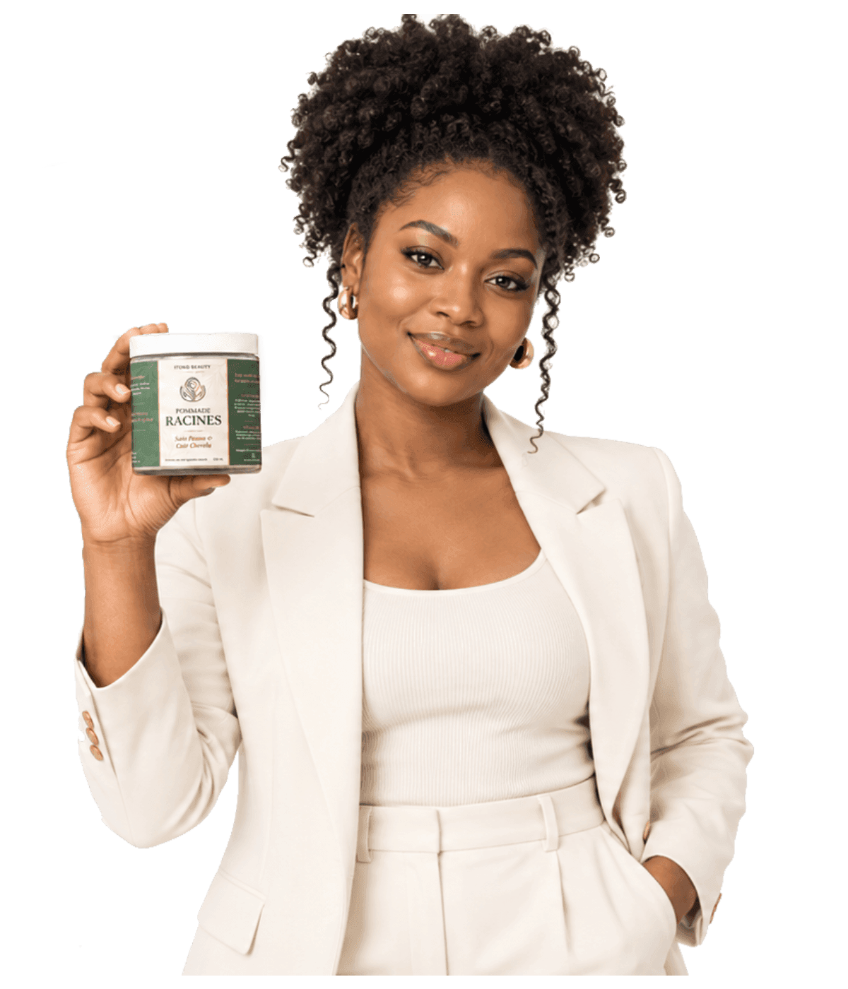 Lucie, fondatrice d'Itoko Beauty, avec ses produits